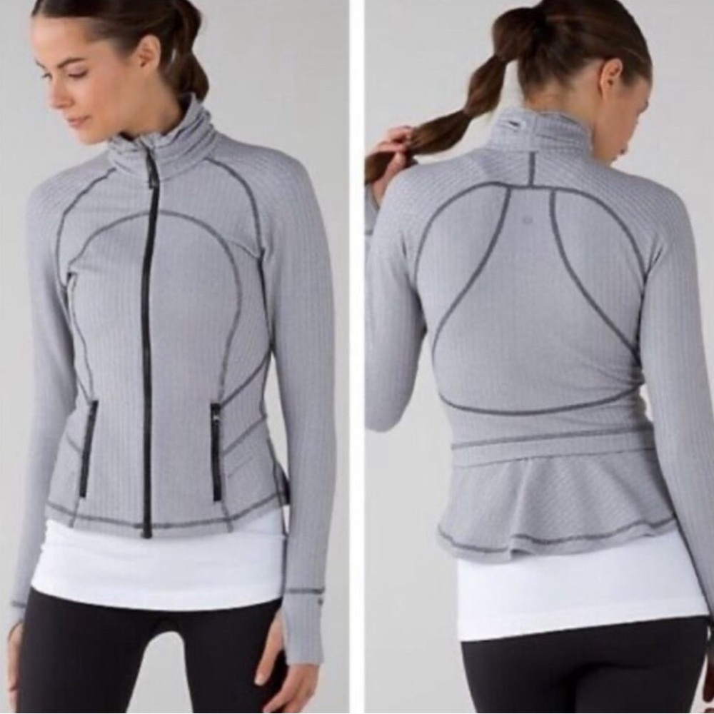 Lululemon Hustle in Your Bustle Heathered Herringbone Peplum Jacket Size 6